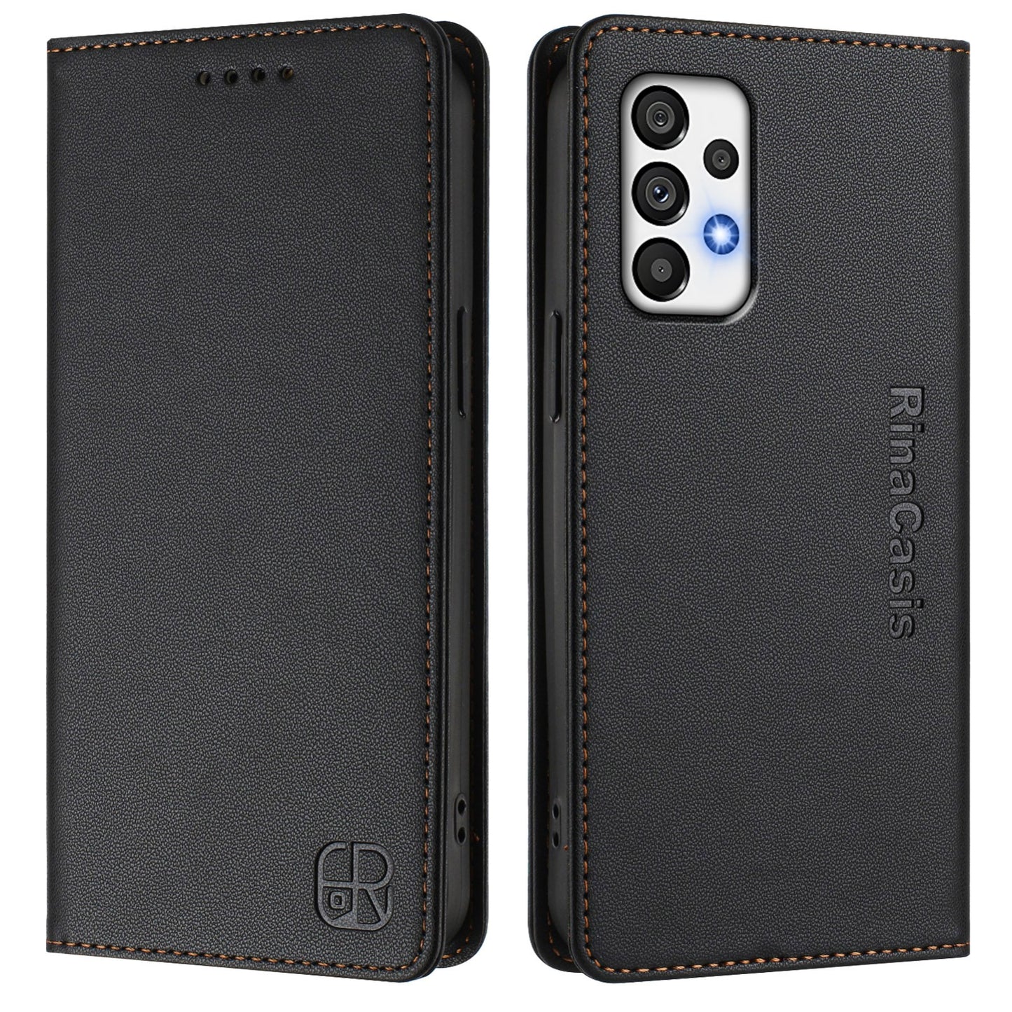 Samsung Galaxy A72 5G Dual-Folded Magnetic Suction RFID Blocking PU Leather Wallet Phone Case with Card Slots, Cash Pocket, Kickstand, Full Protective Flip Cover