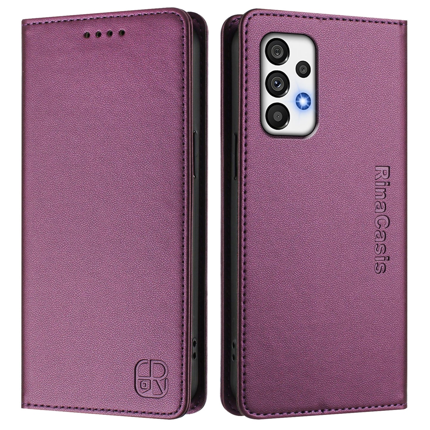 Samsung Galaxy A72 4G Dual-Folded Magnetic Suction RFID Blocking PU Leather Wallet Phone Case with Card Slots, Cash Pocket, Kickstand, Full Protective Flip Cover