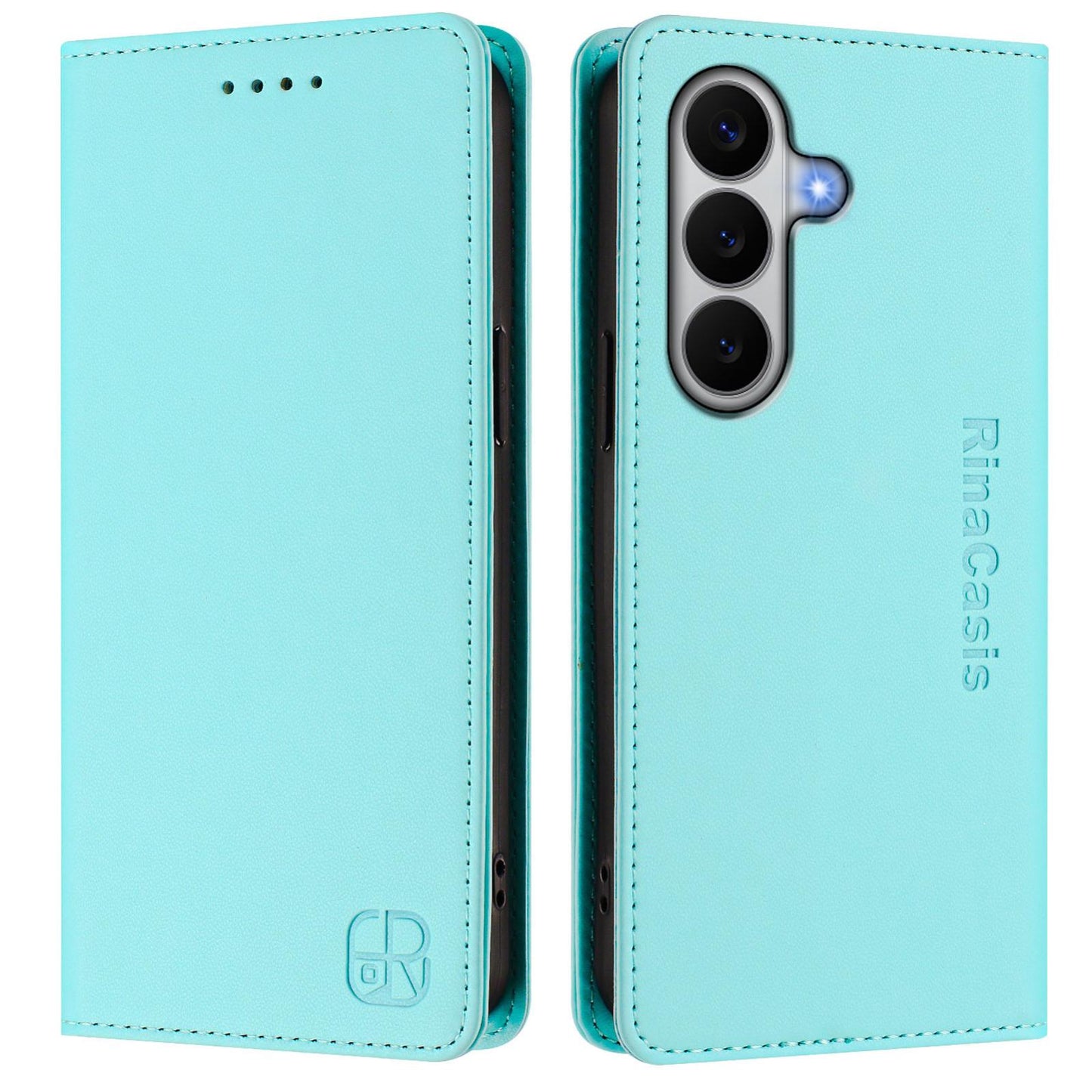 Samsung Galaxy A27 5G Dual-Folded Magnetic Suction RFID Blocking PU Leather Wallet Phone Case with Card Slots, Cash Pocket, Kickstand, Full Protective Flip Cover