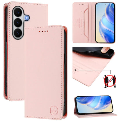 Samsung Galaxy A27 5G Dual-Folded Magnetic Suction RFID Blocking PU Leather Wallet Phone Case with Card Slots, Cash Pocket, Kickstand, Full Protective Flip Cover
