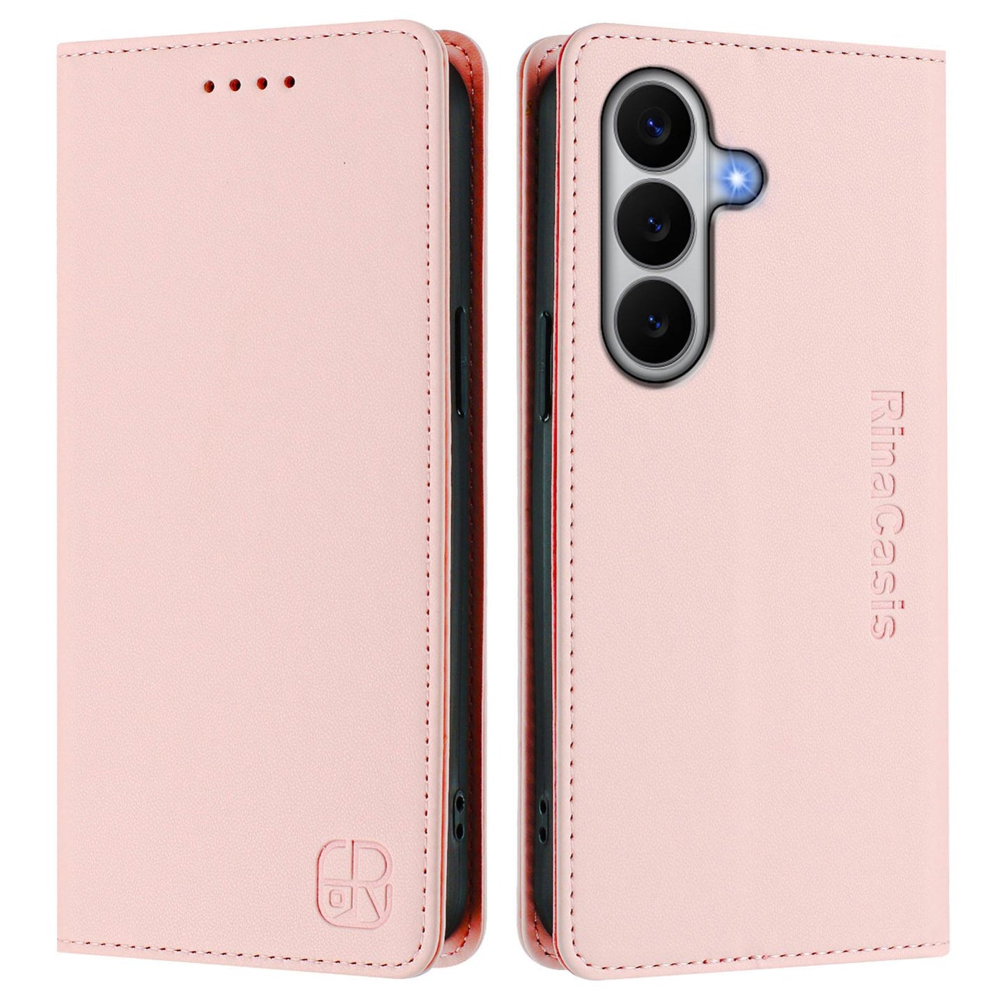 Samsung Galaxy A27 5G Dual-Folded Magnetic Suction RFID Blocking PU Leather Wallet Phone Case with Card Slots, Cash Pocket, Kickstand, Full Protective Flip Cover