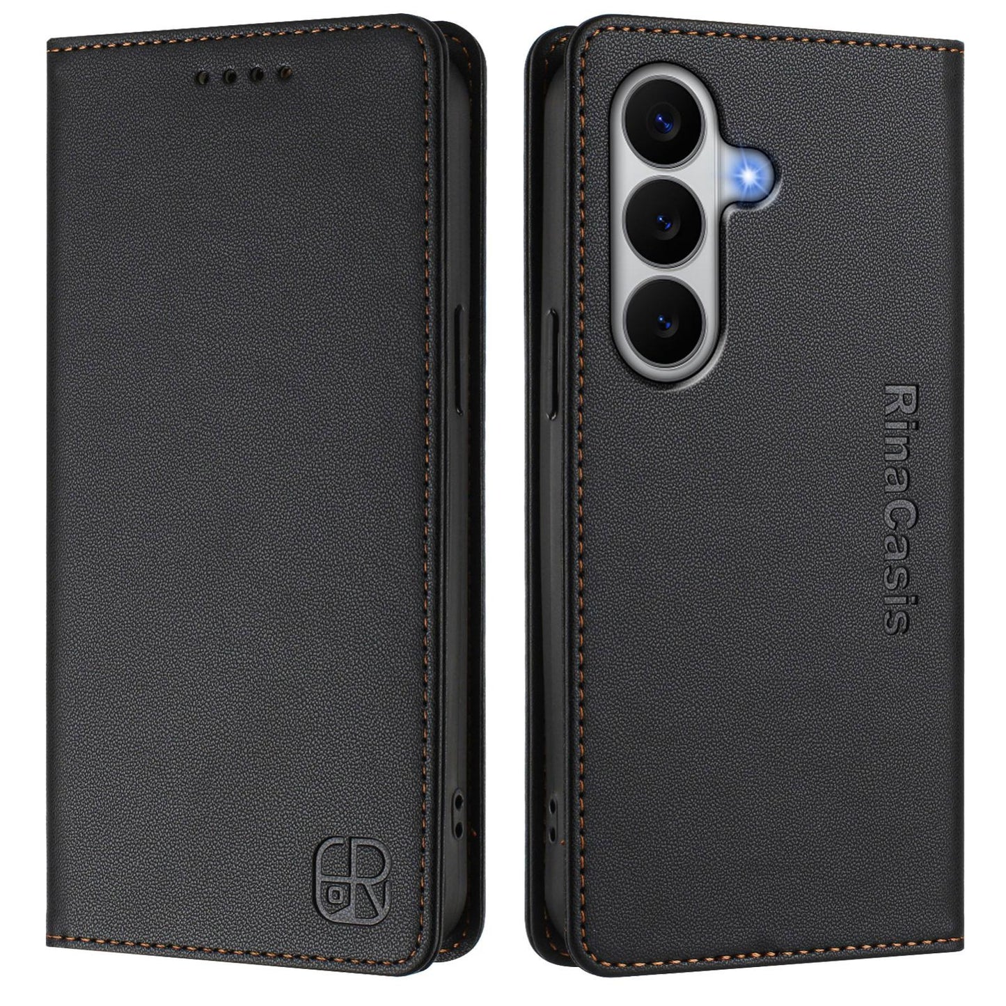 Samsung Galaxy A27 5G Dual-Folded Magnetic Suction RFID Blocking PU Leather Wallet Phone Case with Card Slots, Cash Pocket, Kickstand, Full Protective Flip Cover