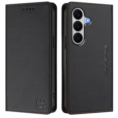 Samsung Galaxy A27 5G Dual-Folded Magnetic Suction RFID Blocking PU Leather Wallet Phone Case with Card Slots, Cash Pocket, Kickstand, Full Protective Flip Cover