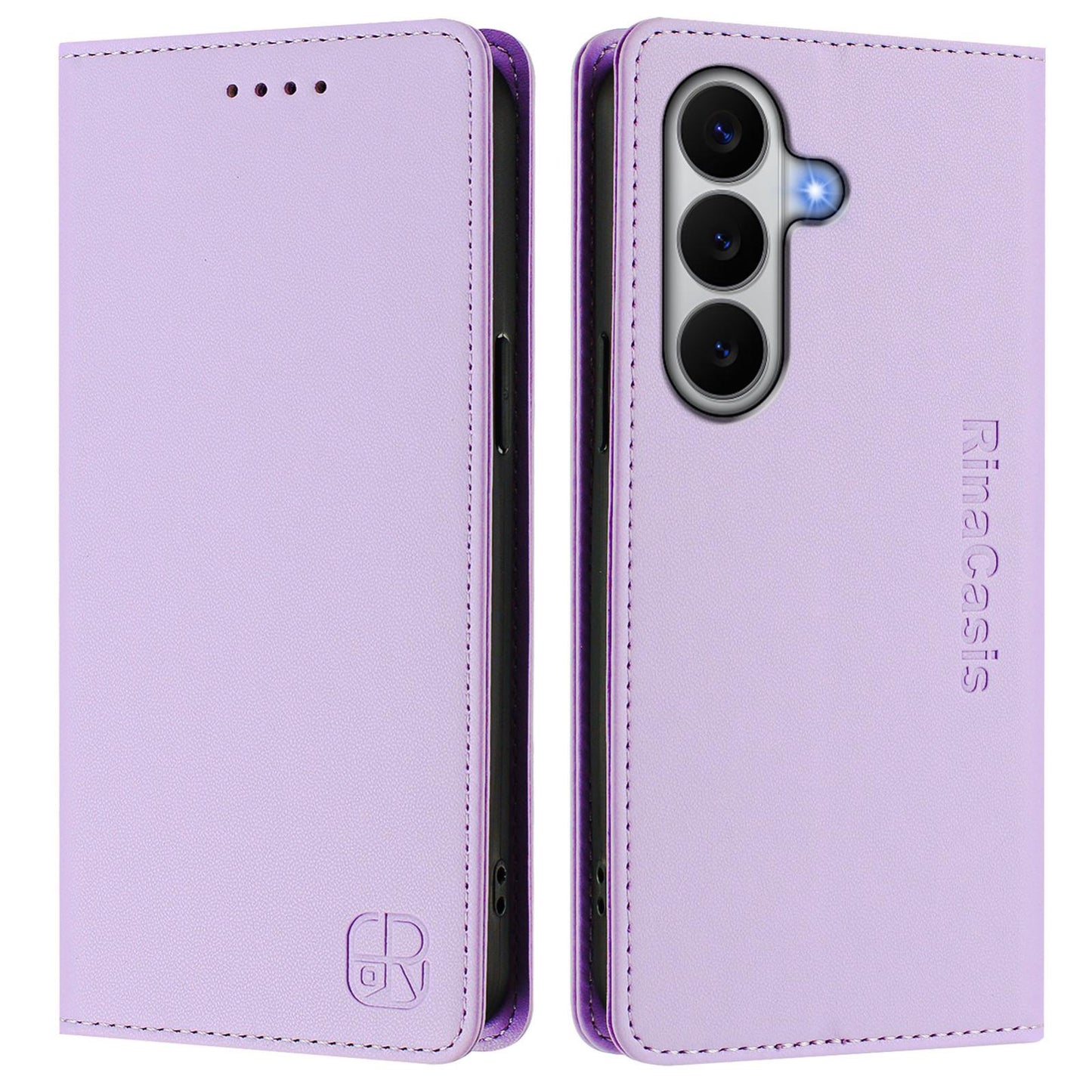 Samsung Galaxy A27 5G Dual-Folded Magnetic Suction RFID Blocking PU Leather Wallet Phone Case with Card Slots, Cash Pocket, Kickstand, Full Protective Flip Cover