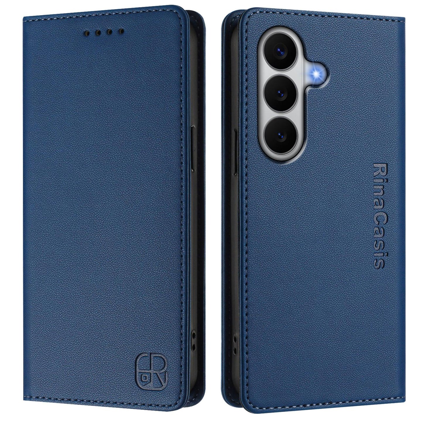 Samsung Galaxy A27 5G Dual-Folded Magnetic Suction RFID Blocking PU Leather Wallet Phone Case with Card Slots, Cash Pocket, Kickstand, Full Protective Flip Cover