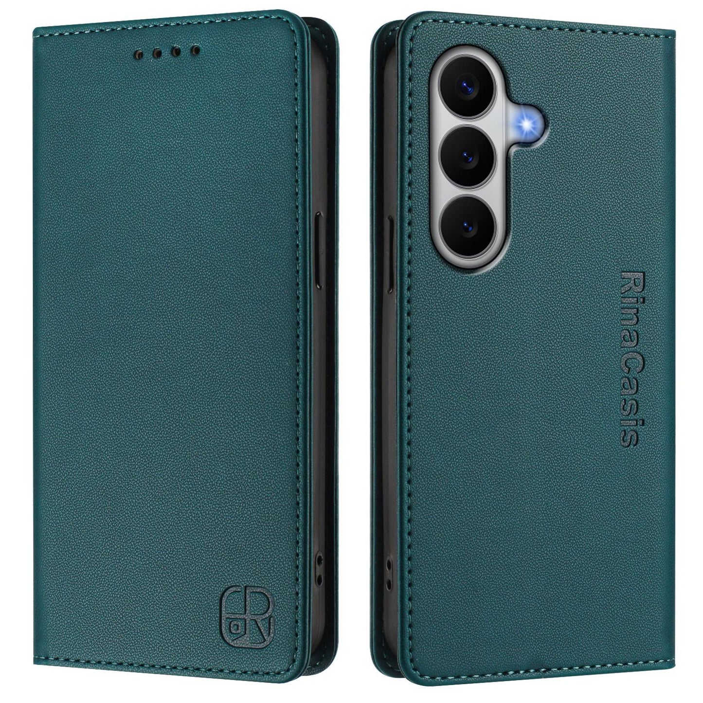 Samsung Galaxy A27 5G Dual-Folded Magnetic Suction RFID Blocking PU Leather Wallet Phone Case with Card Slots, Cash Pocket, Kickstand, Full Protective Flip Cover