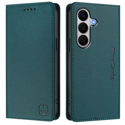 Samsung Galaxy A27 5G Dual-Folded Magnetic Suction RFID Blocking PU Leather Wallet Phone Case with Card Slots, Cash Pocket, Kickstand, Full Protective Flip Cover