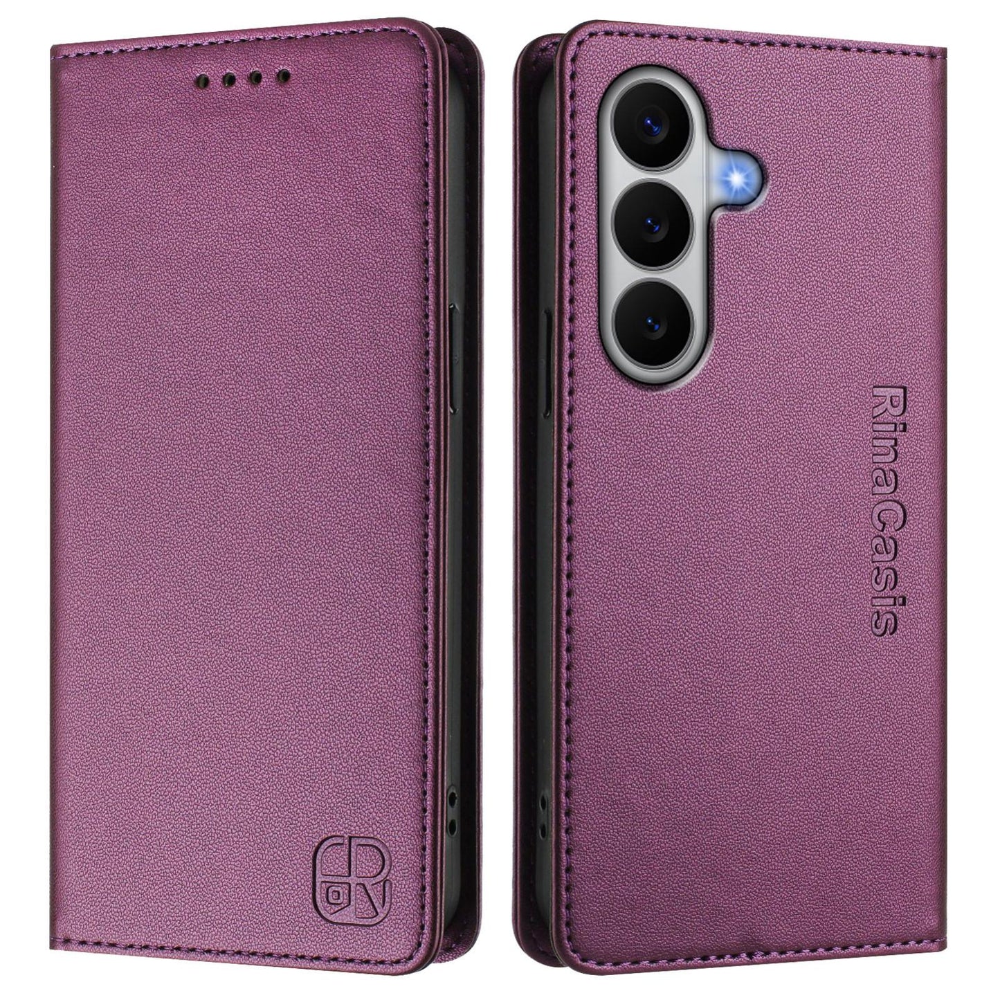 Samsung Galaxy A27 5G Dual-Folded Magnetic Suction RFID Blocking PU Leather Wallet Phone Case with Card Slots, Cash Pocket, Kickstand, Full Protective Flip Cover