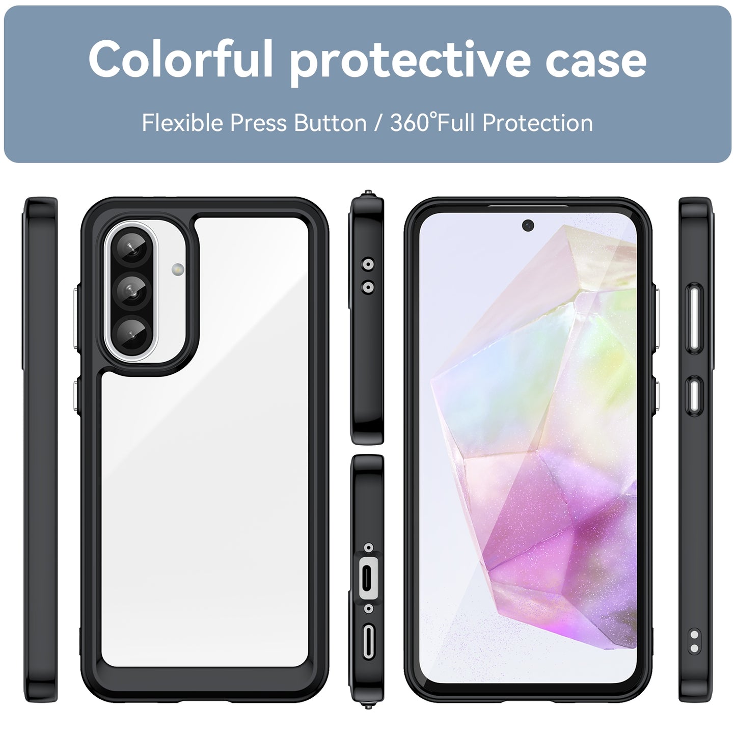 Samsung Galaxy A56 5G Acrylic Hybrid TPU Protective Phone Case, Colourful Series Shockproof Cover
