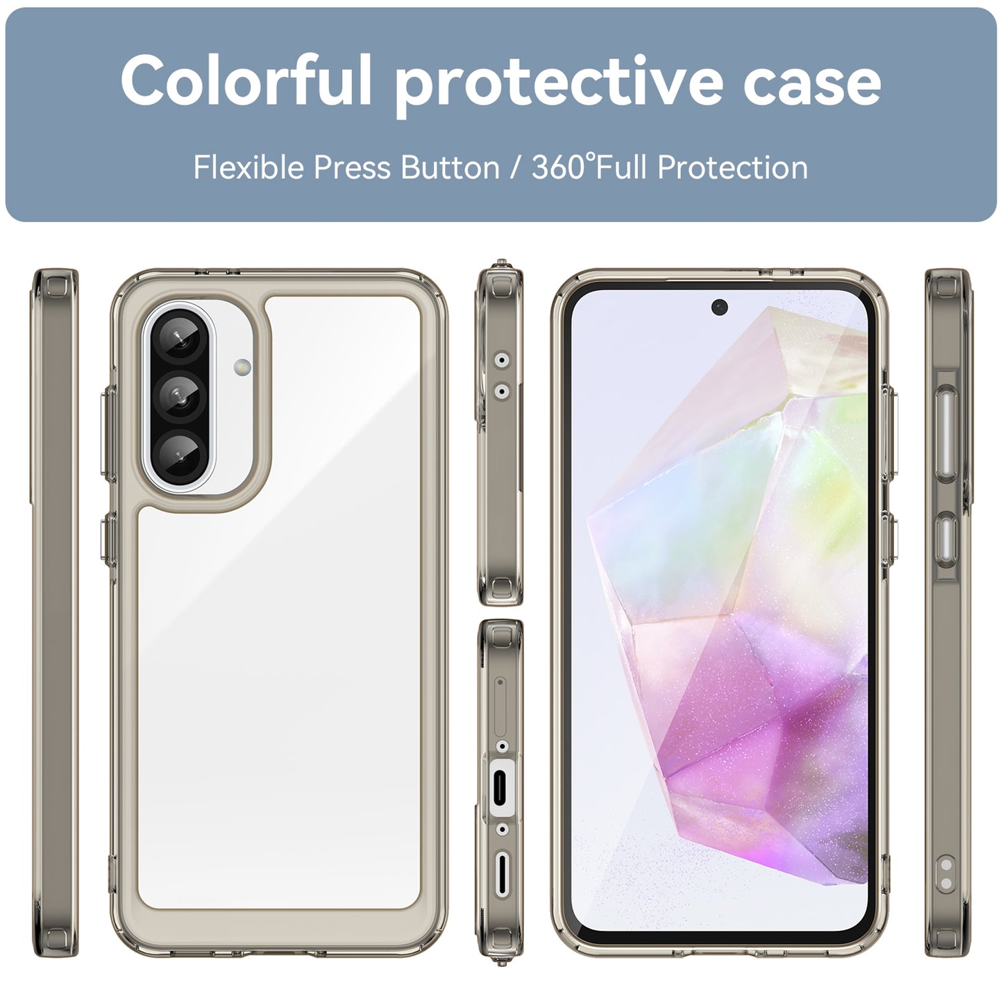 Samsung Galaxy A56 5G Acrylic Hybrid TPU Protective Phone Case, Colourful Series Shockproof Cover