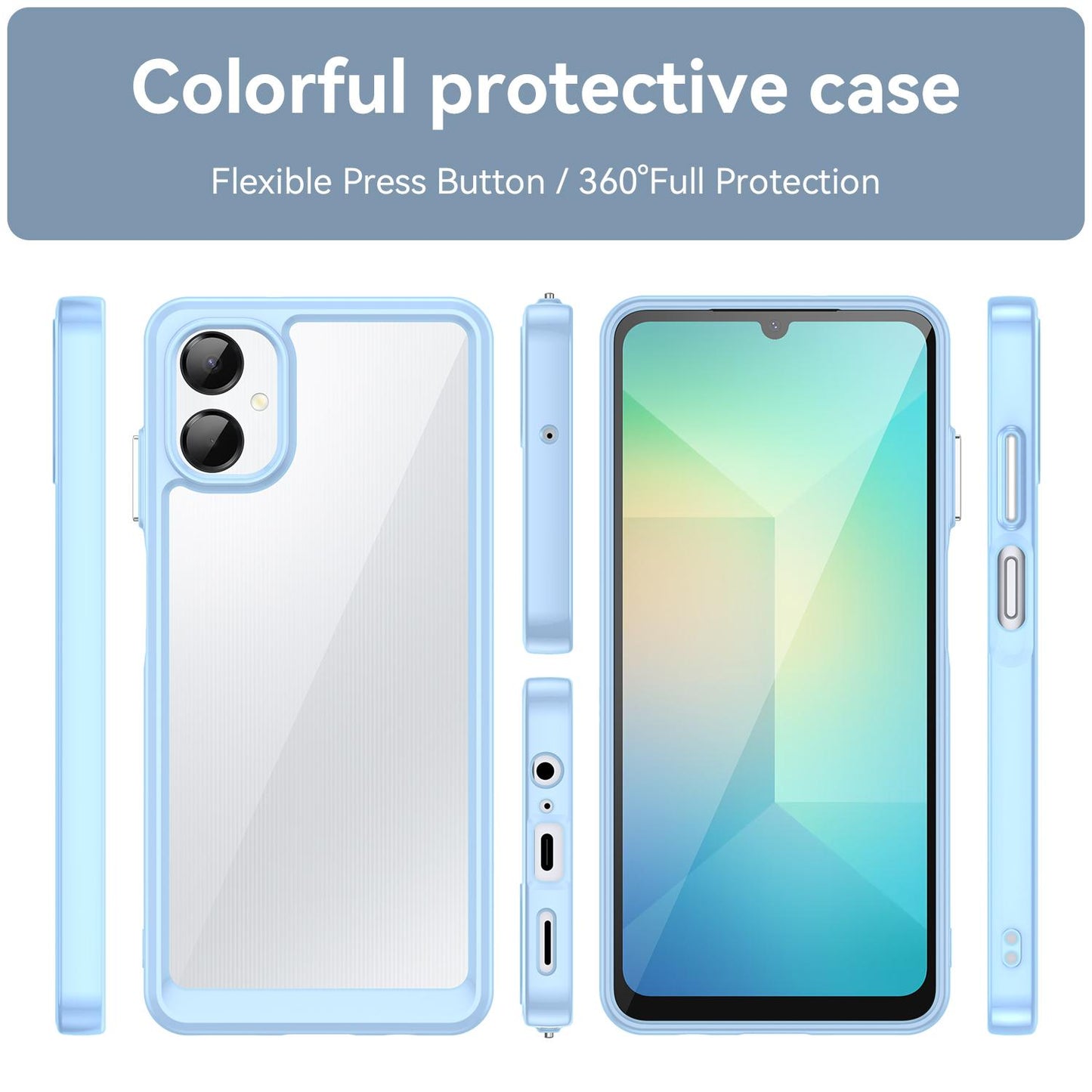 Samsung Galaxy A06 5G Acrylic Hybrid TPU Protective Phone Case, Colourful Series Shockproof Cover