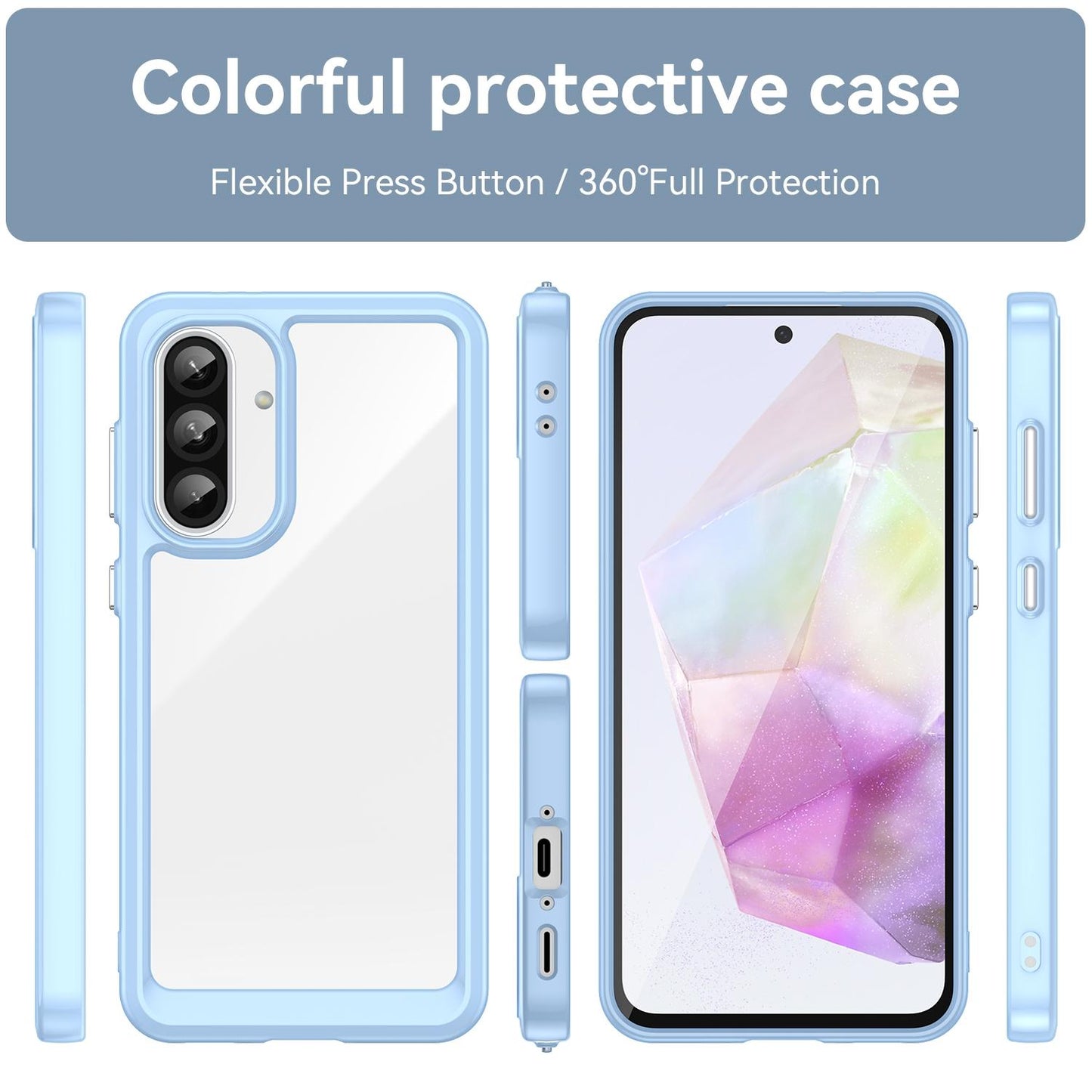 Samsung Galaxy A37 5G Acrylic Hybrid TPU Protective Phone Case, Colourful Series Shockproof Cover