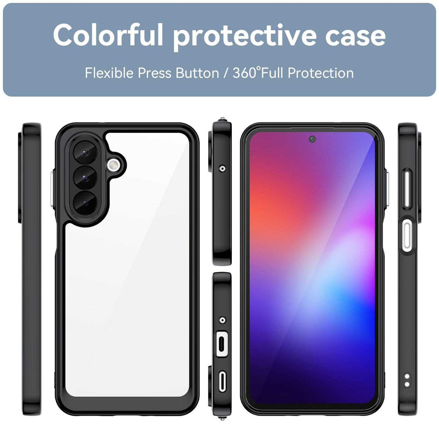 Samsung Galaxy A27 5G Acrylic Hybrid TPU Protective Phone Case, Colourful Series Shockproof Cover