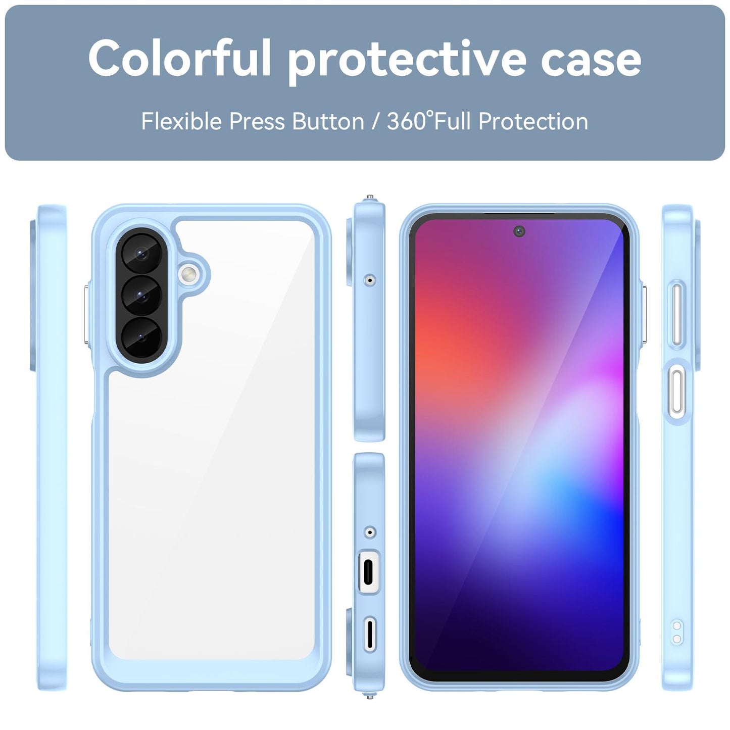Samsung Galaxy A27 5G Acrylic Hybrid TPU Protective Phone Case, Colourful Series Shockproof Cover