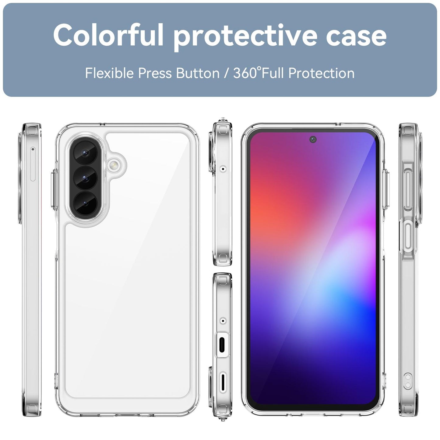 Samsung Galaxy A27 5G Acrylic Hybrid TPU Protective Phone Case, Colourful Series Shockproof Cover