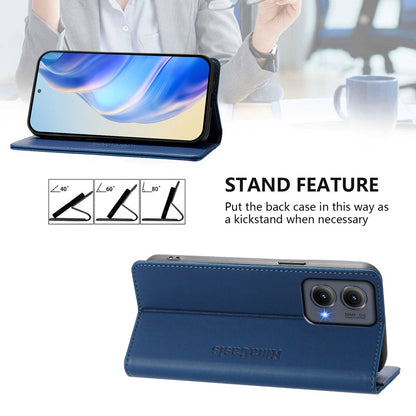 Motorola Edge 5G 2024 Dual-Folded Magnetic Suction RFID Blocking PU Leather Wallet Phone Case with Card Slots, Cash Pocket, Kickstand, Full Protective Flip Cover