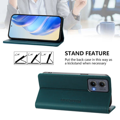 Motorola Edge 5G 2024 Dual-Folded Magnetic Suction RFID Blocking PU Leather Wallet Phone Case with Card Slots, Cash Pocket, Kickstand, Full Protective Flip Cover