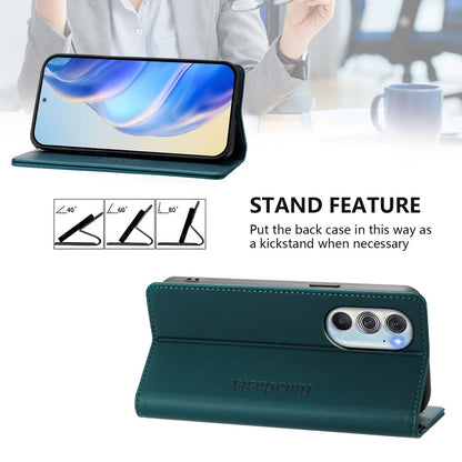 Motorola Edge 30 Pro Dual-Folded Magnetic Suction RFID Blocking PU Leather Wallet Phone Case with Card Slots, Cash Pocket, Kickstand, Full Protective Flip Cover