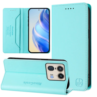 Motorola X50 Ultra Dual-Folded Magnetic Suction RFID Blocking PU Leather Wallet Phone Case with Card Slots, Cash Pocket, Kickstand, Full Protective Flip Cover