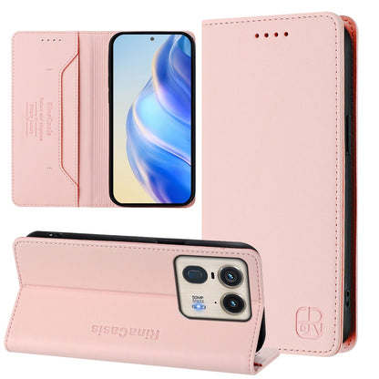 Motorola Edge 50 Ultra Dual-Folded Magnetic Suction RFID Blocking PU Leather Wallet Phone Case with Card Slots, Cash Pocket, Kickstand, Full Protective Flip Cover