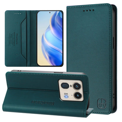 Motorola X50 Ultra Dual-Folded Magnetic Suction RFID Blocking PU Leather Wallet Phone Case with Card Slots, Cash Pocket, Kickstand, Full Protective Flip Cover