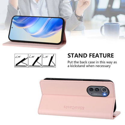 Motorola Edge 2022 Dual-Folded Magnetic Suction RFID Blocking PU Leather Wallet Phone Case with Card Slots, Cash Pocket, Kickstand, Full Protective Flip Cover
