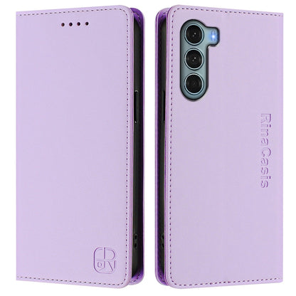 Motorola Edge S30 Dual-Folded Magnetic Suction RFID Blocking PU Leather Wallet Phone Case with Card Slots, Cash Pocket, Kickstand, Full Protective Flip Cover
