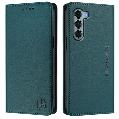 Motorola Moto G200 5G Dual-Folded Magnetic Suction RFID Blocking PU Leather Wallet Phone Case with Card Slots, Cash Pocket, Kickstand, Full Protective Flip Cover