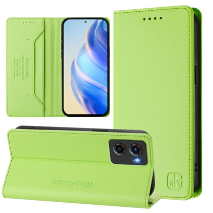Motorola Moto G05 Dual-Folded Magnetic Suction RFID Blocking PU Leather Wallet Phone Case with Card Slots, Cash Pocket, Kickstand, Full Protective Flip Cover
