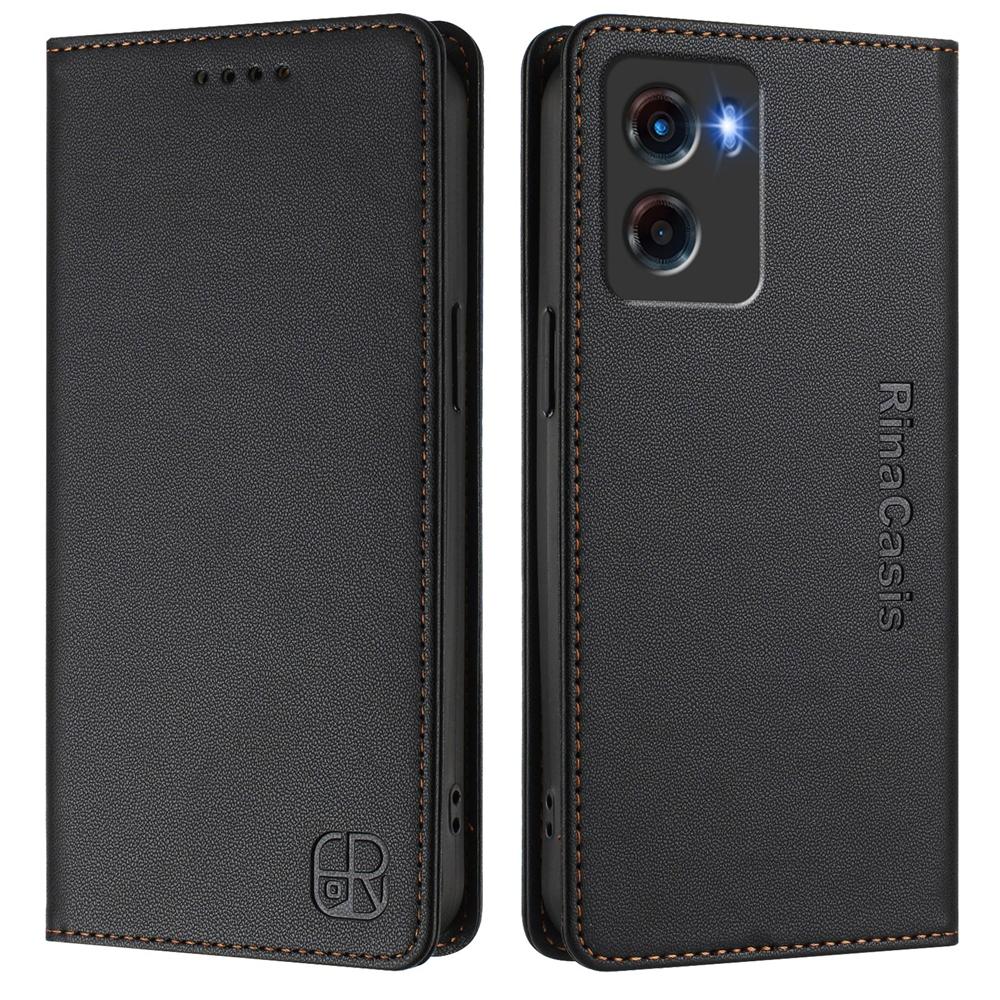 Motorola Moto G05 Dual-Folded Magnetic Suction RFID Blocking PU Leather Wallet Phone Case with Card Slots, Cash Pocket, Kickstand, Full Protective Flip Cover
