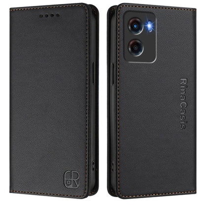 Motorola Moto G05 Dual-Folded Magnetic Suction RFID Blocking PU Leather Wallet Phone Case with Card Slots, Cash Pocket, Kickstand, Full Protective Flip Cover