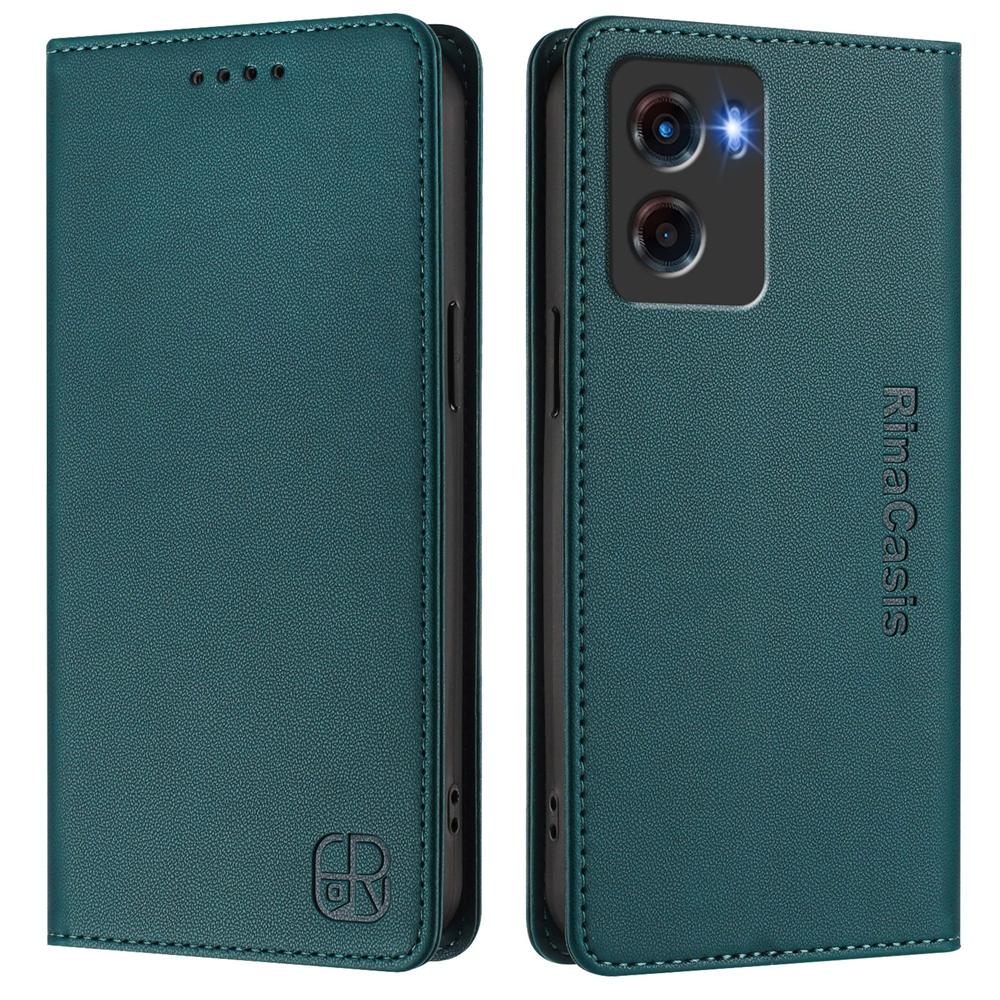 Motorola Moto G05 Dual-Folded Magnetic Suction RFID Blocking PU Leather Wallet Phone Case with Card Slots, Cash Pocket, Kickstand, Full Protective Flip Cover
