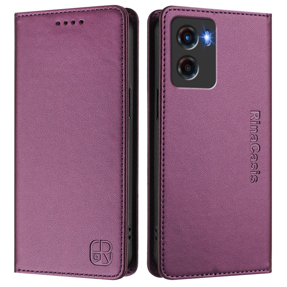 Motorola Moto G05 Dual-Folded Magnetic Suction RFID Blocking PU Leather Wallet Phone Case with Card Slots, Cash Pocket, Kickstand, Full Protective Flip Cover