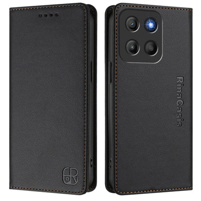 Motorola Moto G15 Dual-Folded Magnetic Suction RFID Blocking PU Leather Wallet Phone Case with Card Slots, Cash Pocket, Kickstand, Full Protective Flip Cover