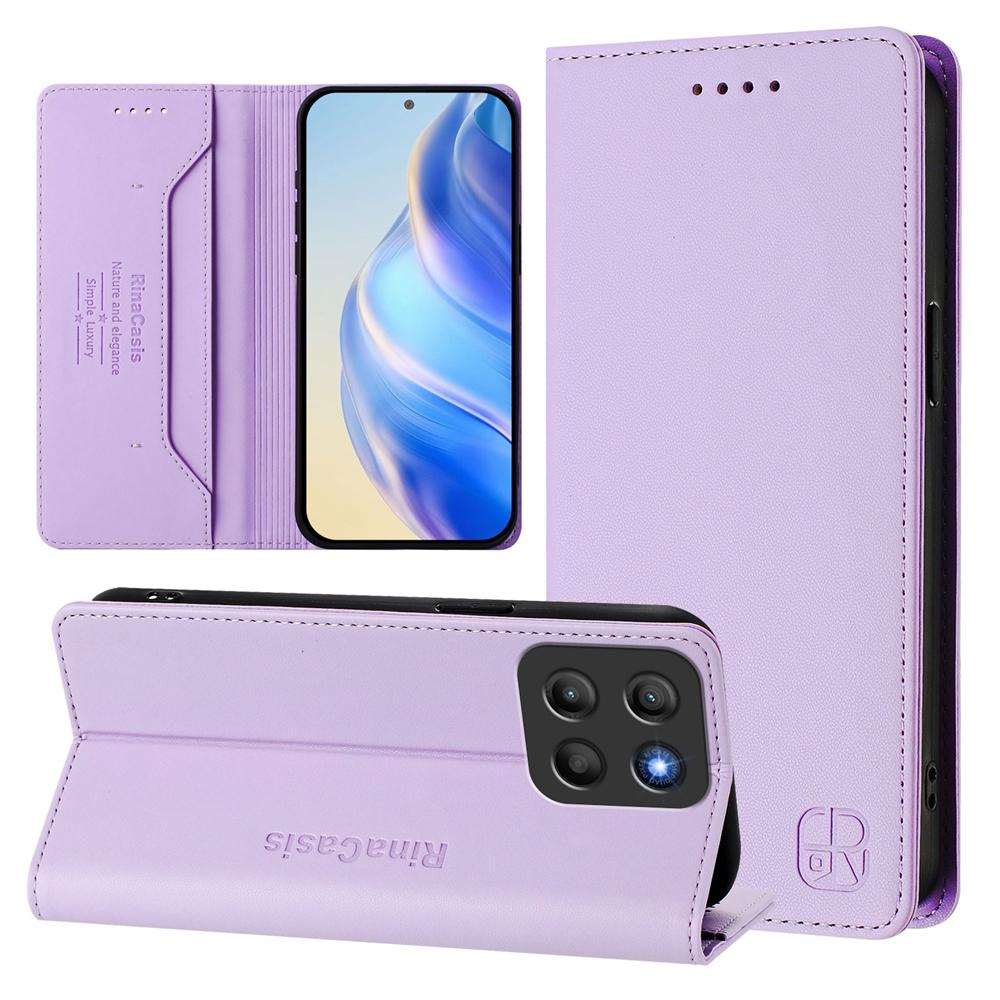 Motorola Moto G15 Dual-Folded Magnetic Suction RFID Blocking PU Leather Wallet Phone Case with Card Slots, Cash Pocket, Kickstand, Full Protective Flip Cover