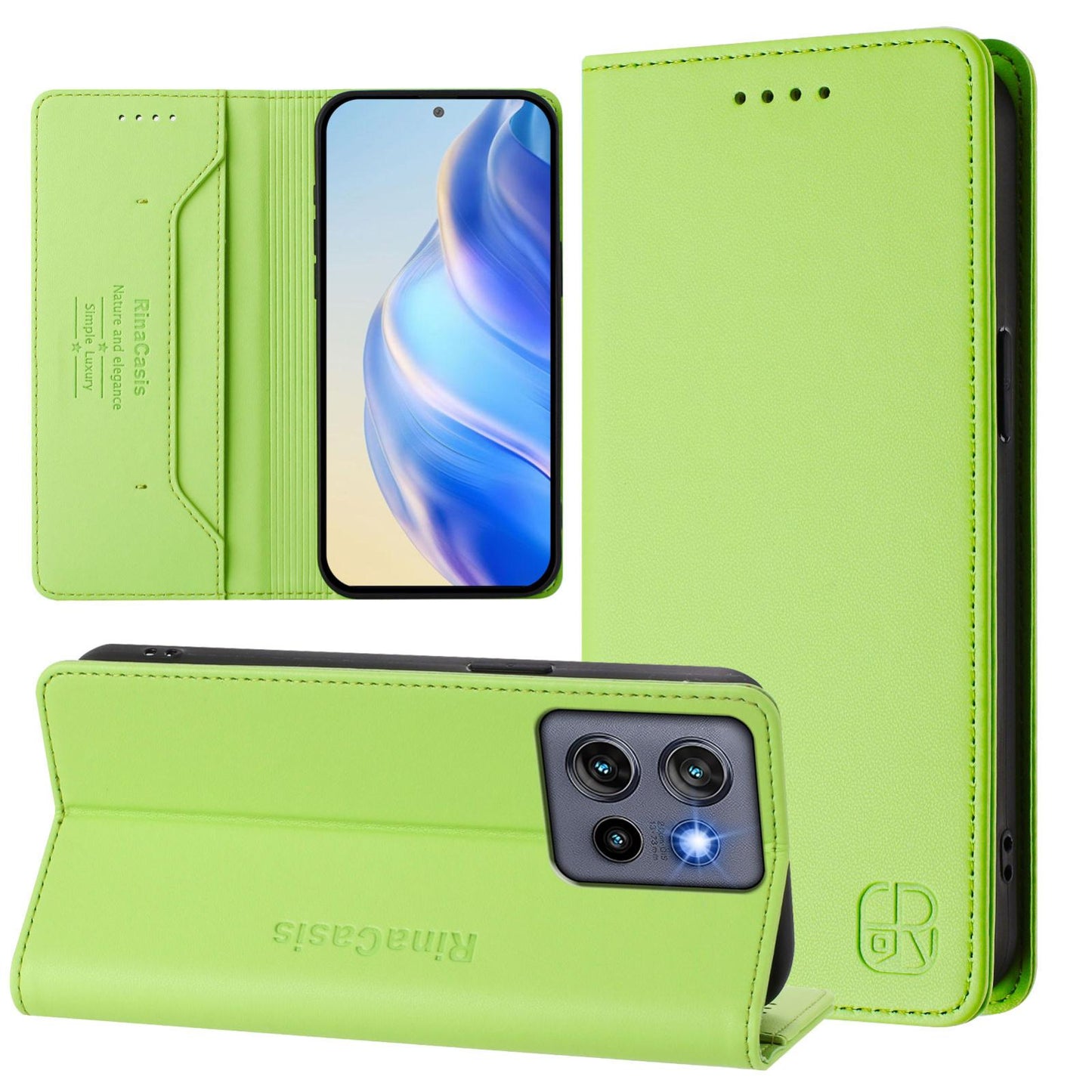 Motorola Moto G Stylus 5G 2025 Dual-Folded Magnetic Suction RFID Blocking PU Leather Wallet Phone Case with Card Slots, Cash Pocket, Kickstand, Full Protective Flip Cover