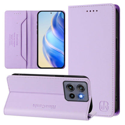 Motorola Moto G Stylus 5G 2025 Dual-Folded Magnetic Suction RFID Blocking PU Leather Wallet Phone Case with Card Slots, Cash Pocket, Kickstand, Full Protective Flip Cover