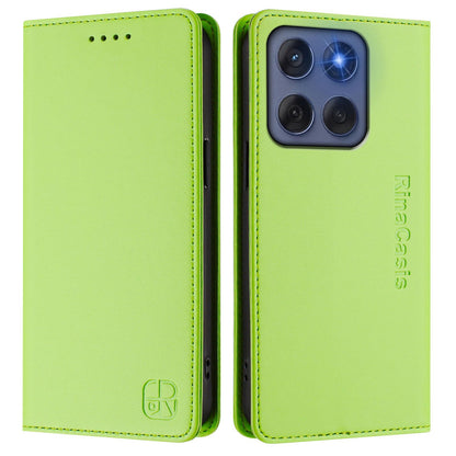 Motorola Edge 5G 2025 Dual-Folded Magnetic Suction RFID Blocking PU Leather Wallet Phone Case with Card Slots, Cash Pocket, Kickstand, Full Protective Flip Cover