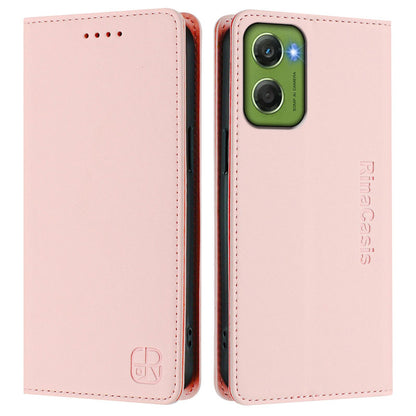 Motorola Moto G06 4G Dual-Folded Magnetic Suction RFID Blocking PU Leather Wallet Phone Case with Card Slots, Cash Pocket, Kickstand, Full Protective Flip Cover