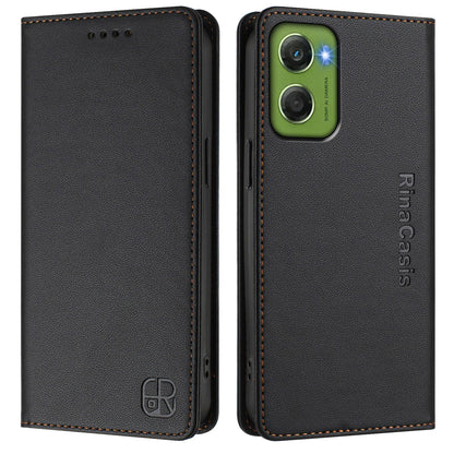 Motorola Moto G06 4G Dual-Folded Magnetic Suction RFID Blocking PU Leather Wallet Phone Case with Card Slots, Cash Pocket, Kickstand, Full Protective Flip Cover