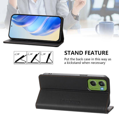 Motorola Moto G06 4G Dual-Folded Magnetic Suction RFID Blocking PU Leather Wallet Phone Case with Card Slots, Cash Pocket, Kickstand, Full Protective Flip Cover