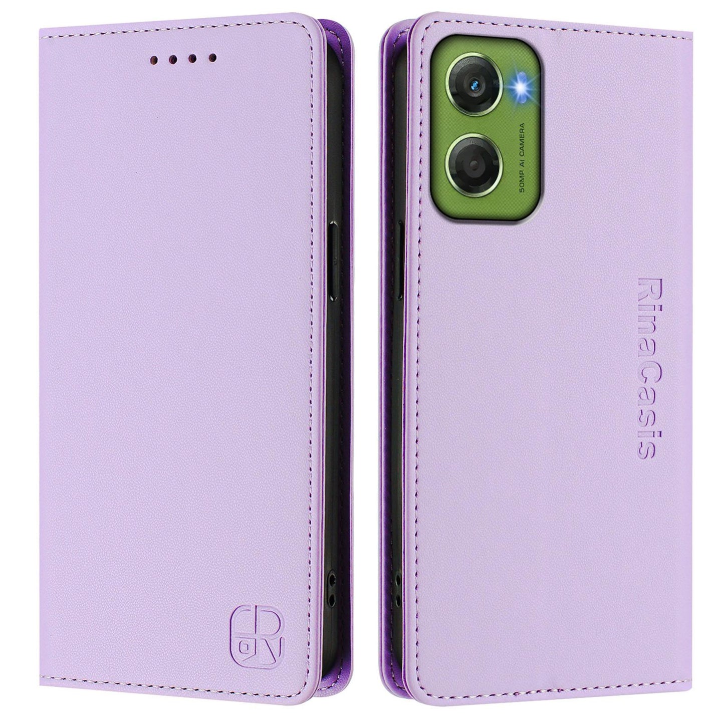 Motorola Moto G06 4G Dual-Folded Magnetic Suction RFID Blocking PU Leather Wallet Phone Case with Card Slots, Cash Pocket, Kickstand, Full Protective Flip Cover