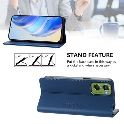 Motorola Moto G06 4G Dual-Folded Magnetic Suction RFID Blocking PU Leather Wallet Phone Case with Card Slots, Cash Pocket, Kickstand, Full Protective Flip Cover