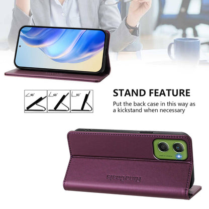 Motorola Moto G06 4G Dual-Folded Magnetic Suction RFID Blocking PU Leather Wallet Phone Case with Card Slots, Cash Pocket, Kickstand, Full Protective Flip Cover
