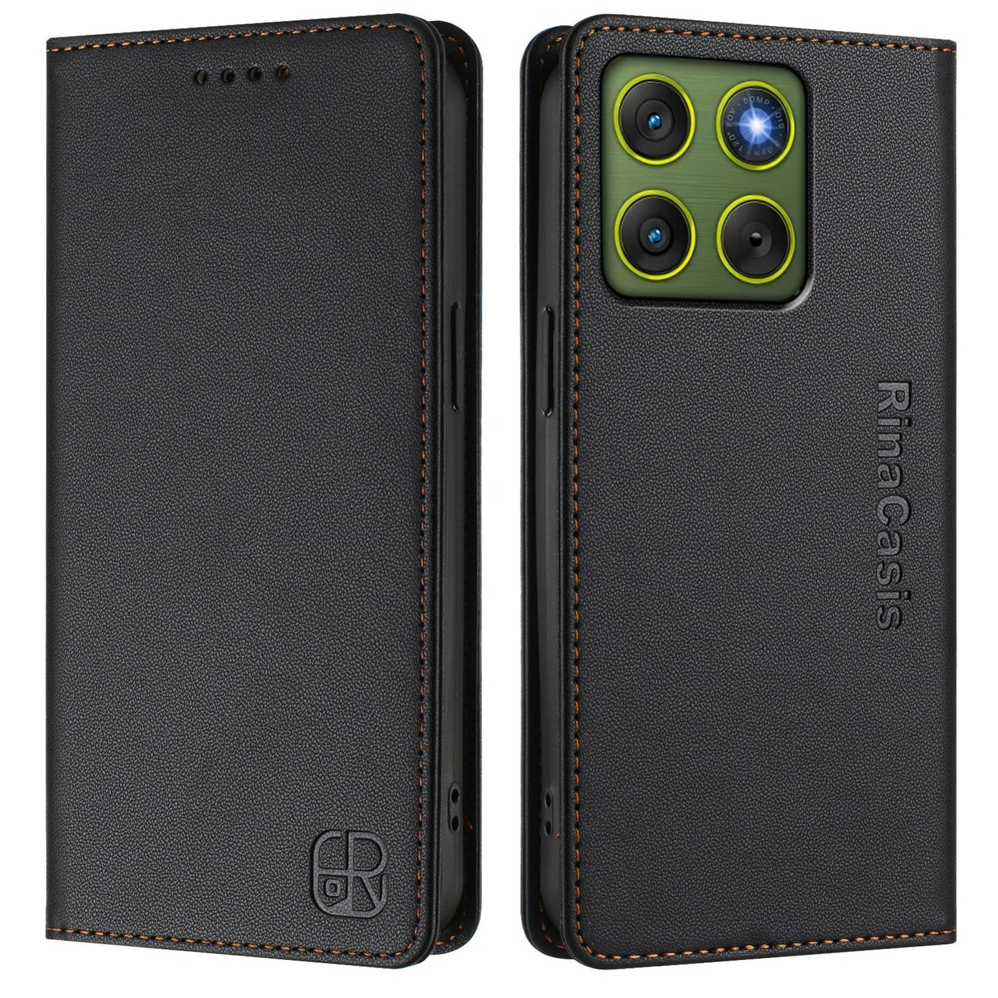 Motorola Edge 70 5G Dual-Folded Magnetic Suction RFID Blocking PU Leather Wallet Phone Case with Card Slots, Cash Pocket, Kickstand, Full Protective Flip Cover