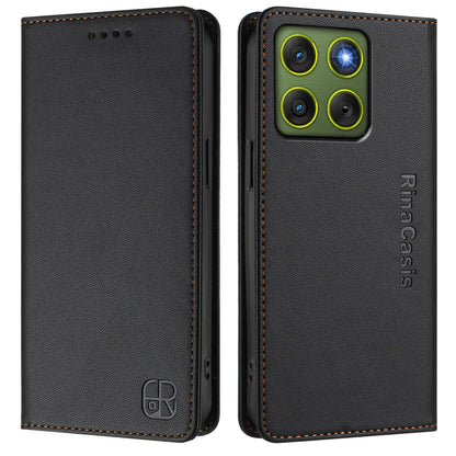 Motorola Moto X70 Air 5G Dual-Folded Magnetic Suction RFID Blocking PU Leather Wallet Phone Case with Card Slots, Cash Pocket, Kickstand, Full Protective Flip Cover