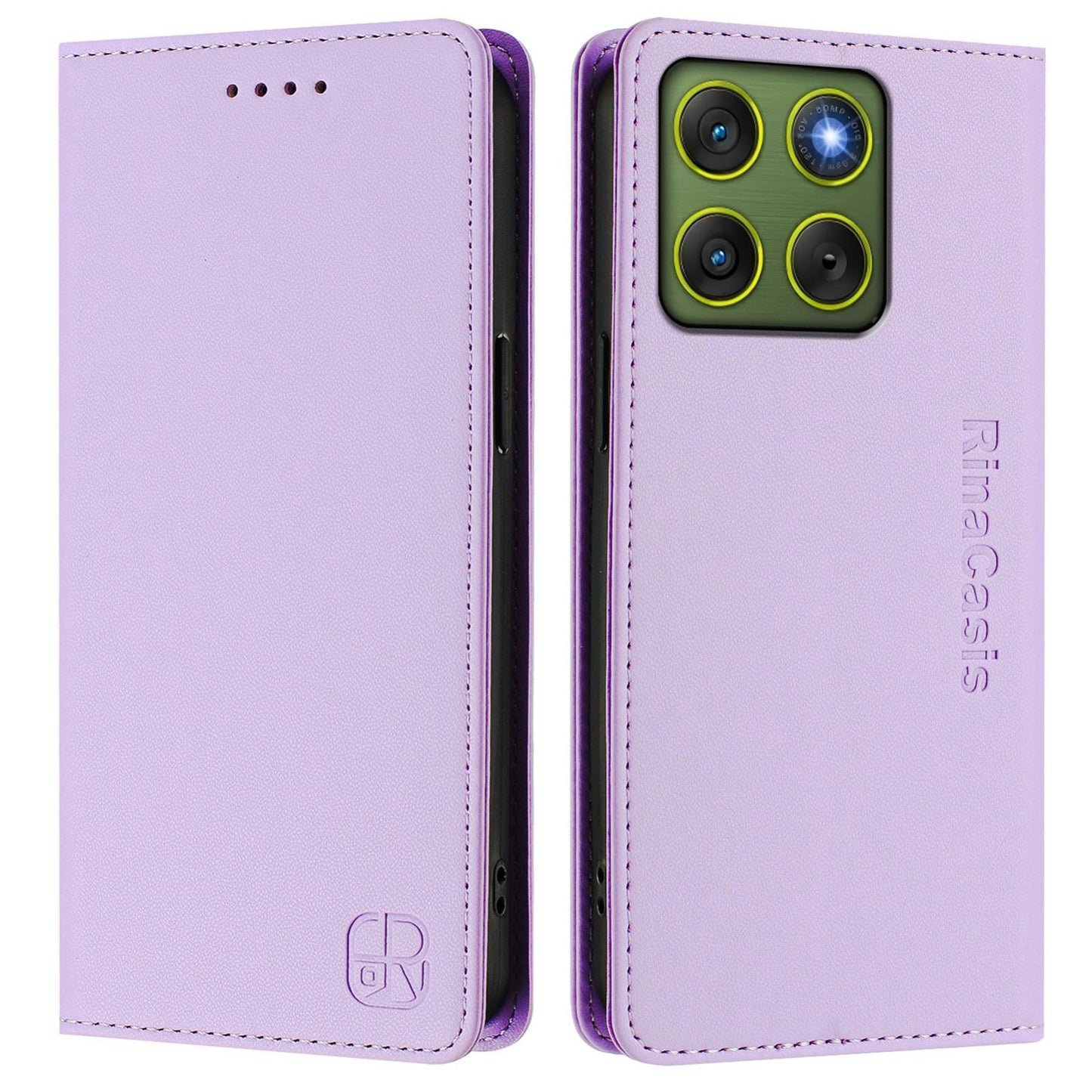 Motorola Edge 70 5G Dual-Folded Magnetic Suction RFID Blocking PU Leather Wallet Phone Case with Card Slots, Cash Pocket, Kickstand, Full Protective Flip Cover