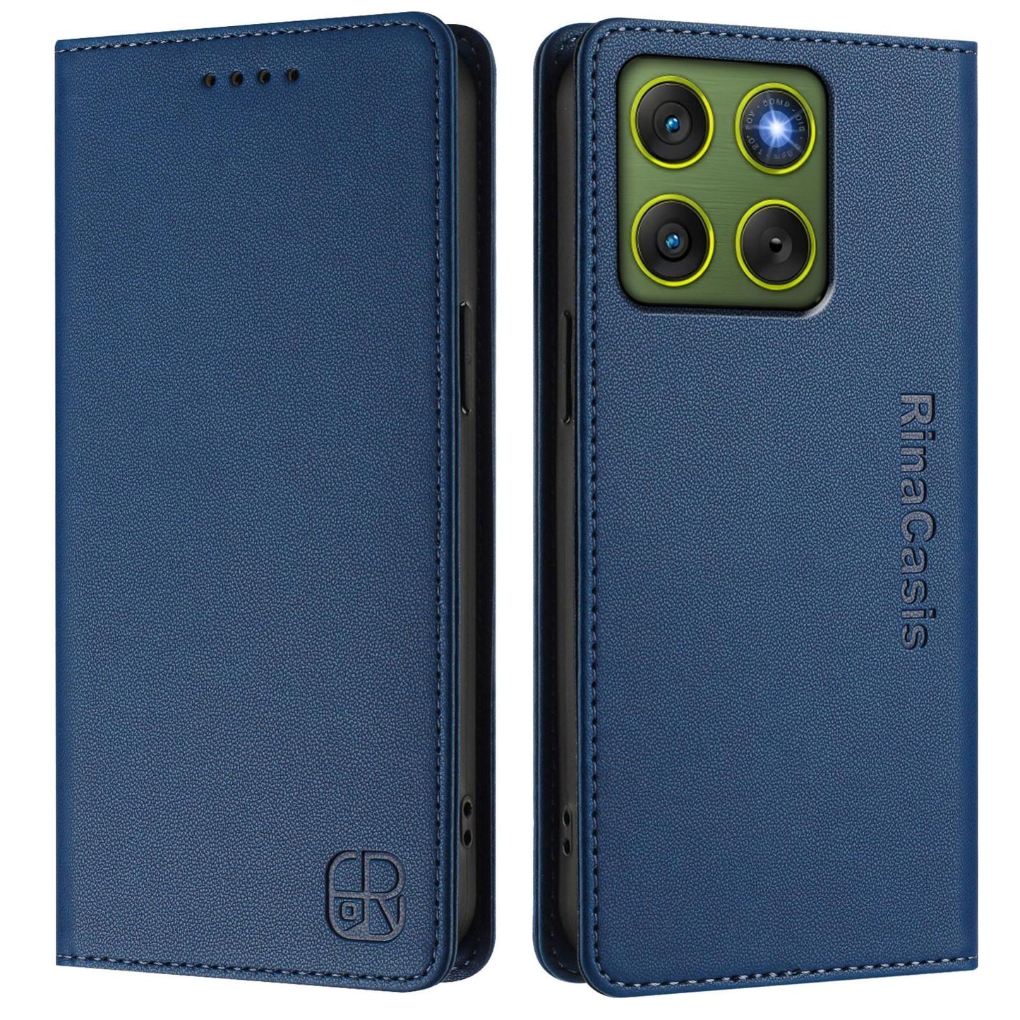 Motorola Edge 70 5G Dual-Folded Magnetic Suction RFID Blocking PU Leather Wallet Phone Case with Card Slots, Cash Pocket, Kickstand, Full Protective Flip Cover
