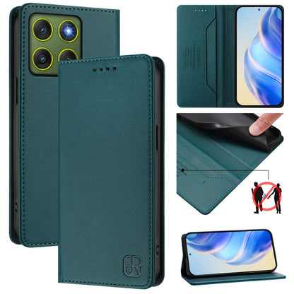 Motorola Edge 70 5G Dual-Folded Magnetic Suction RFID Blocking PU Leather Wallet Phone Case with Card Slots, Cash Pocket, Kickstand, Full Protective Flip Cover