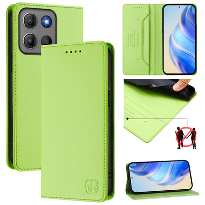 Motorola Moto G17 4G Dual-Folded Magnetic Suction RFID Blocking PU Leather Wallet Phone Case with Card Slots, Cash Pocket, Kickstand, Full Protective Flip Cover